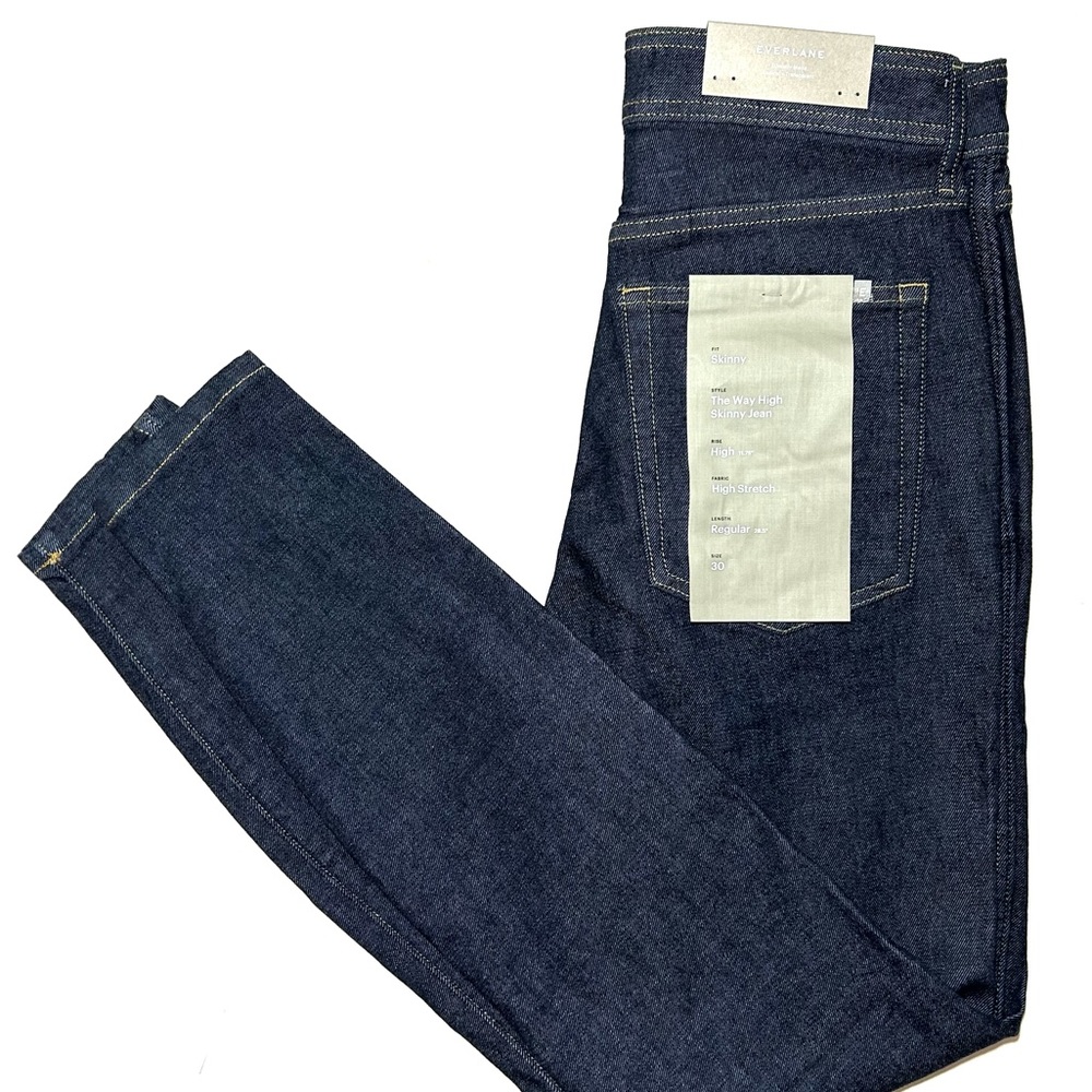 Everlane Womens 30 The Way High Skinny Jean Flat Front High Waisted Blue Denim